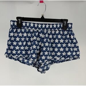 Victoria's Secret Pajama Shorts Women's M Blue White Star Print Sleep Micro Mini